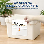 H4D 24 Pack Labels for Storage Bins, 3" x 5" Plastic Clear Adhesive Index Card Holders, Tote Label Pockets for Organizing Storage, Library Card, Shelves