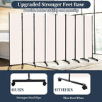 Room Divider Folding Privacy Screens with Lockable Wheels, 176'' Fabric Partition Room Dividers Freestanding Room Divider Panel for Room Separation, Wall Divider for Home Office Bedroom Studio Decor
