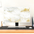 Baocicco White Gold Waterproof TV Display Screen Cover with Abstract Texture Marble Design 55 Inch Television Covers Sleeve Compatible with LCD LED PC Desktop and Home Hanging TV
