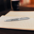 DISCOUNT PROMOS Custom Langham Ballpoint Pens Set of 10, Personalized Bulk Pack - Black Ink, Great for Office, School, Business, Tradeshows - Silver