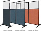 Versare Workstation Partition | Portable Wall Divider | Modern Office Cubicle | Free Standing Privacy Screen | Flexible Work Space | 33" x 70" W/Window, Warm Pebble Fabric Panels