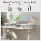 Klicelor 48 Inch Electric Standing Desk with Drawers, Adjustable Height Small Sit Stand Desk for Home Office, Compact Computer Workstation with Storage– White