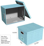 Oterri File Organizer Box with Lid, Portable Hanging File Box for Letter/Legal File Folder Storage, Office/Decor/Home, 1 Pack, Light-blue