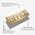 The Office Sign for Home and Business Door，Self-Adhesive Waterproof and Fade-Resistant Brushed Gold Office Sticker for House，Business，Door, Window