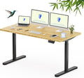 FLEXISPOT Bamboo Electric Standing Desk with Elegant Oval Legs, 60"x30" Height Adjustable Desk for Home Office & Living Spaces, Black Frame