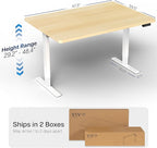 VIVO Electric 48 x 30 in Standing Desk, Memory Height Adjustment, 1B Series, Holds 220 lbs, One-Piece Light Wood Top, White Frame, DESK-KIT-1W5C