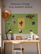 Fluxynara Large Felt Bulletin Board 48" x 36" Cork Board Alternative-12 Pack with 70 Safe Removable Adhesive Tabs, Cork Boards for Walls Cork Board for Home Office Classroom Pin Board -Kelly Green