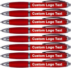 HEYZARDA Personalized Pens with Name Custom Text Logo Retractable Customized Ballpoint Pens for Church Office Business 50 Pcs, Red