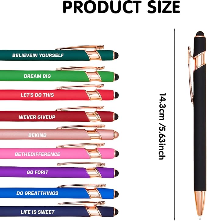 10pcs Inspirational Quotes Rose Gold Pens Set Fashion Design Novelty Pens Funny Rose Gold Office Decor Cute Office Supplies Ideal Gifts for Coworkers,Nurse and Girlfriend