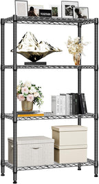M MZG 1000 lbs 4 Tier Shelf Metal Storage Shelves Shelving Wire Rack Heavy Duty Closet Organizers for Garage Kitchen Bathroom Laundry Black 13.8" D x 35.4" W x 59.5" H