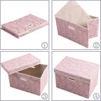 PRANDOM Collapsible Storage Boxes with Lids Fabric Decorative Storage Bins Cubes Organizer Containers Baskets with Cover Handles Divider for Bedroom Closet Living Room 14.9x9.8x9.8 Inch 1 Pack