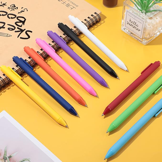Meanplan 100 Pcs Ballpoint Pens Bulk Retractable Black Ink Pens 1mm Colorful Aesthetic Writing Supply for Journaling Note Home Business Office College Supplies, 5.7 x 0.4 Inch(Colorful,Simple Style)