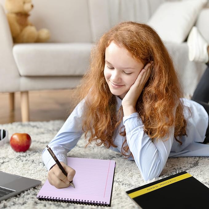 6 Pcs Legal Pad Top Spiral Bound Notebook 70 Sheets Wirebound Notepad Double Sided Ruled Memo Steno Book with Stiff Back Cover for Business(8.5 x 11 Inches,No Holes,6 Colors)