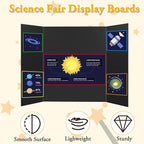 AKONEGE 3PCS Small Trifold Poster Board, 21 x 14 Inches Black Corrugated Cardboards Mini Tri Fold Poster Boards for School Projects, Science Fair, Business Presentations, Exhibitions, Event Display