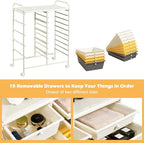 GOFLAME 15-Drawer Rolling Storage Cart, Craft Storage Cart with Removable Drawers & Lockable Wheels, Art Cart Supply Storage Organizer for Home Office Classroom, Yellow
