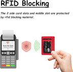 TOURSUIT Travel Minimalist Slim Front Pocket Wallet for Men Women, RFID Blocking Credit Card Holder Case (Red)