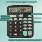 M&G Desk Calculator 12 Digit Office Calculators with Large LCD Display, Dual Solar Power and Battery, Recessed Big Button Calculator for Office Home (Black)