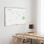 Monthly Dry Erase Calendar Whiteboard for Wall, 36" x 24" Magnetic White Board Calendar Board - Rustic Vintage Wooden Frame