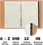 Reﬁllable Address Book with Alphabetical Tabs, Blue Hardcover Phone Book 648 Contact Book with 48 Passwords Combo Book, Large Prints, Easy for Seniors, Home Oﬃce, A5