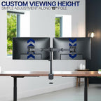 VIVO Dual Monitor Desk Mount, Heavy Duty Fully Adjustable Steel Stand, Holds 2 Computer Screens up to 24 inches and Max 22lbs Each, Black, STAND-V024