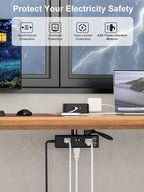 Desk Clamp Power Strip 13 Outlet 2USB-C Ports,2 USB-A Ports,Desktop Edge Mount Outlet Spaced Surge Protector Fast Charging Station, 6.6 Ft Extension Cord for Office Home.