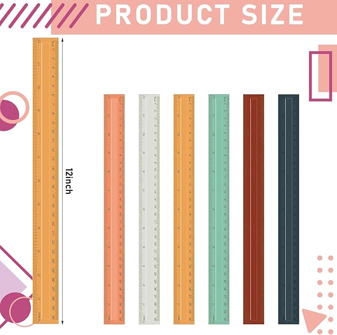 240 Pcs 12 Inch Plastic Rulers Bulk, Back to School Supplies, Assorted Colored Flexible Metric Rulers with Centimeters and Inches Measuring Tool for School Classroom Students(Boho)