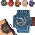 Personalized Mark Bookmark with Pen Holder, Leather Magnetic Book Marker 26 Letters,Custom Initials Page Marks, Gifts for Book Lovers Readers Men Women (Blue, D)