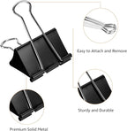 Amazon Basics Sturdy Binder Clips for Office Use, 48 Count (4 Pack of 12), Large, 2 in, Black
