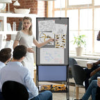 MAKELLO Rolling Whiteboard on Wheels 36x24 in, Double-Side Standing White Board Grey Bulletin Board Combo with Storage Tray for Office Classroom Commerce, Height Adjustable, Aluminum Frame, 3'x2'