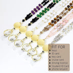 AIDSOTOU Lanyards for ID Badges and Keys,Natural Stone Beaded Teacher Lanyard for Women,Retractable Lanyard with ID Holder Cute Lanyards for Teachers (Purple)