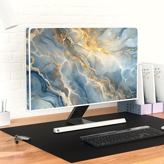 Baocicco Gold Blue Waterproof Screen TV Cover 37, 38, 39 Inch Modern Full Body Covers for Television Screen Panel Case TV Sleeve Compatible with Television LCD LED PC, Desktop and Home TV