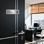 The Office Sign for Home and Business Door，Self-Adhesive Waterproof and Fade-Resistant Brushed Silver Office Sticker for House，Business，Door, Window