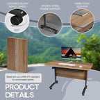 Folding Conference Table 4ft 5ft, Foldable Office Meeting Desk for 6 People, Multiple Sizes Colors Mobile Conference Room Table for Training Room School Business Furniture (6, White Walnut, 71in)