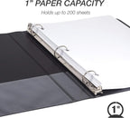 Samsill Durable 1 Inch Binder, Made in the USA, Round Ring Customizable Clear View Binder, Black, 8 Pack (S88430)