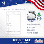 Mata1-USA Plastic Extra-Thick Vertical ID Card Holder (Clear, 3x4 Inch, 100 Pack), Large Size No Zipper Name Badge
