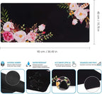 iCasso Extended Gaming Mouse Pad (35.4x15.7 in), Large Non-Slip Rubber Base Mousepad with Stitched Edges, Waterproof Keyboard Mouse Mat Desk Pad for Work, Game, Office, Home -Flower