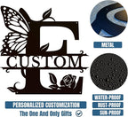 Personalized Custom Letter Name metal Signs,Custom Black Letter Monogram Wall Art Decor,Metal Signs Plaques Outdoor wall Decorative Signage (E)
