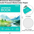 Watercolor Paper Pad, 9"x12" Water Color Paper, 140lb/300gsm Artist Painting Drawing Paper Book, Art Supplies for Adults Kids, Watercolors, Watercolor Paint Set, Sketchbook, Journal, Green