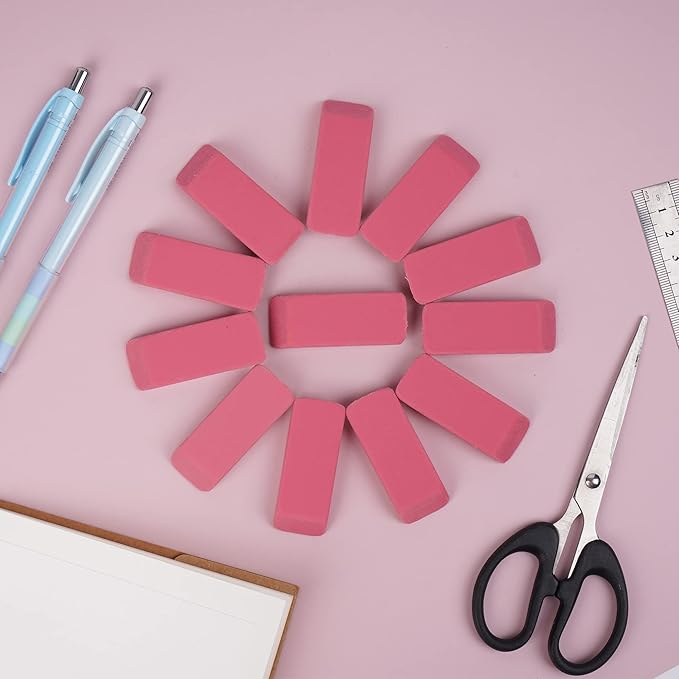 200 Pack Pink Erasers Bulk Latex-Free Soft Erasers Pencil Erasers for Kids Teachers and School and Office Supplies