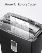 Locksworth 8-Sheet Micro Cut Paper Shredder P-4 High Security for Home Office Use with Handle, Shreds Credit Card/Staple 4 Gallons(Black) Visual Window Wastebasket