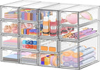 Desk Organizer with 14 Drawers, FODIENS 14 Packs Acrylic Stackable Desktop Storage Drawer Makeup Organizer, Clear Craft Storage Box Cabinets for Office Vanity Countertop Bathroom Bedroom