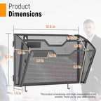 Docnest 2 Tier Mesh Wall File Holders with Hooks – 3 Pack Hanging Letter Holder - Document Organizer for Mail, Paper, Office, Home, School – Space-Saving Wall Mounted Folder Holder – Black