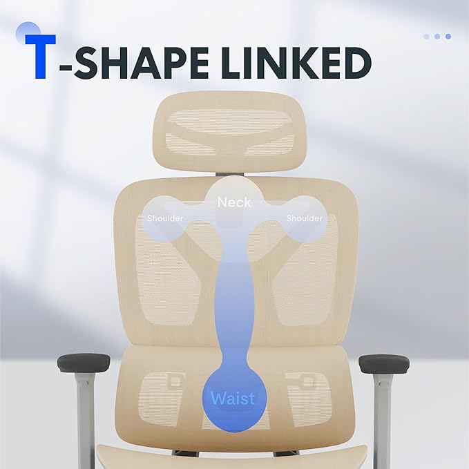 FLEXISPOT ErgoX Premium Ergonomic Office Chair with Footrest- Adjustable 3D Armrests, Dynamic Lumbar Support, Recline & Tilt Function, Mesh Seat, for Home & Office Use,Cream