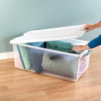 Sterilite 8-Pack Latching Box, Under Bed Storage Bins with Lids, Clear Plastic, 106 Quart - Heavy-Duty Organizing Containers for Closet, Bathroom, and Office