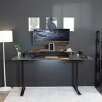 VIVO 42 inch Height Adjustable Stand Up Desk Converter, V Series, Quick Sit to Stand Tabletop Dual Monitor Riser Workstation, Rustic Vintage Brown Top, Black Frame, DESK-V000VLN