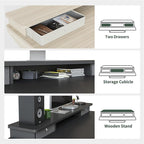 FEZIBO Height Adjustable Electric Standing Desk with 5 Drawers, 55 x 24 Inch Table with Storage Shelf, Sit Stand Desk White Frame/Light Walnut Top, 55 inch