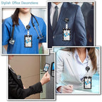 Funny Nurse Lanyards for ID Badges Name Tags ID Card Holder, ID Badge Holder with Breakaway Lanyard, Cute Badge Reel Badge Clip Retractable, Coffee Scrubs and Rubber Gloves (Black)