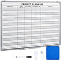 Lincia Project Planning Dry Erase Whiteboard Magnetic Dry Erase Board with Lines Sliding Marker Tray Aluminum Frame White Board Planner for Wall Scheduling(36"x24",Project Planning Horizontal)