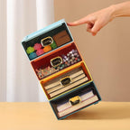 Spacious Desk Drawers, Stackable Desktop Organizer, Plastic Storage Box for Office, School & Home Supplies (2 Middle Drawers, OG & YE)