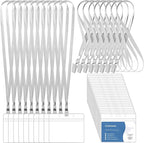 100 Pcs Lanyards for ID Badges and 100 Pcs Clear Name Tag Holders Reusable Lanyard with Clip Plastic ID Card Badge Holder Name Badges for Adults Kids Business School Office Supplies (Gray)